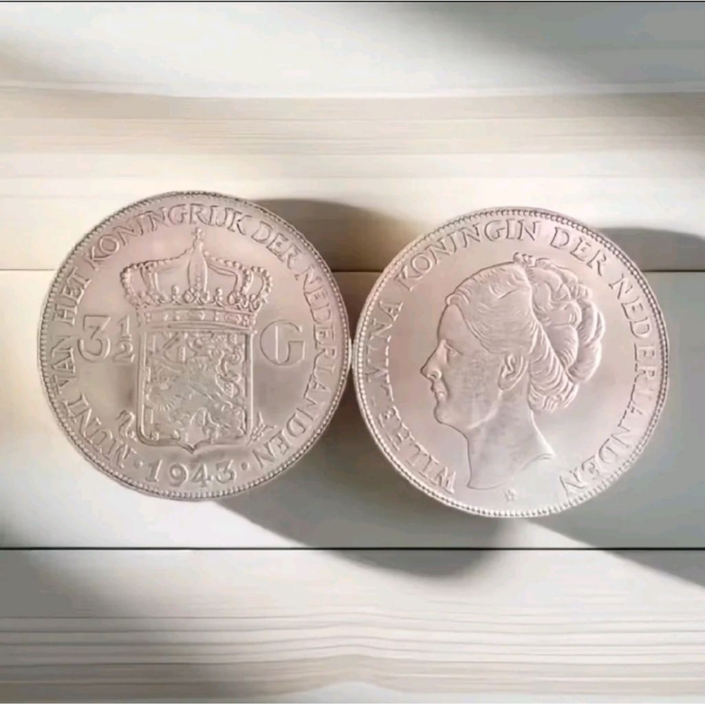 koin kuno silver perak Netherlands Belanda Gulden wilhelmina 2,1/2 G .