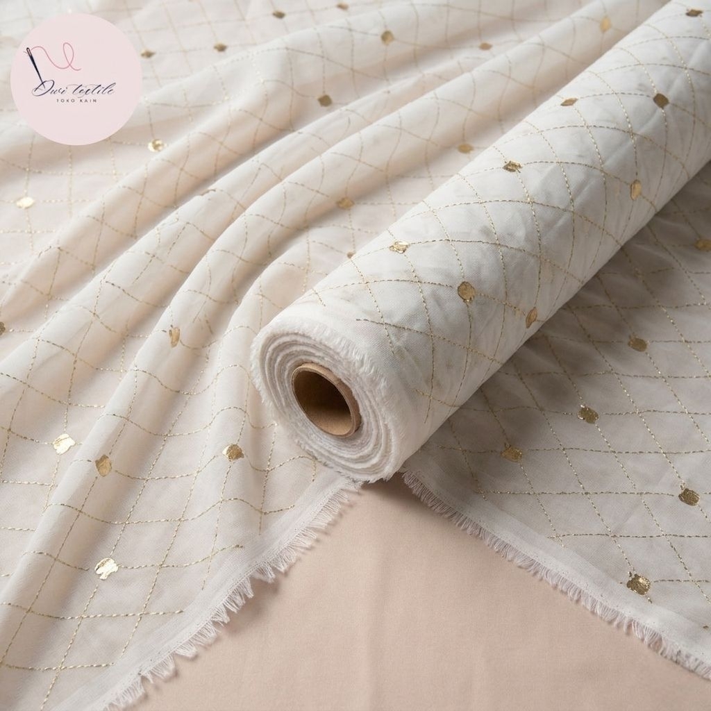 kain ceruty Payet Glitter emas - kain ceruty Glitter polos milk - kain ceruty glass style md
