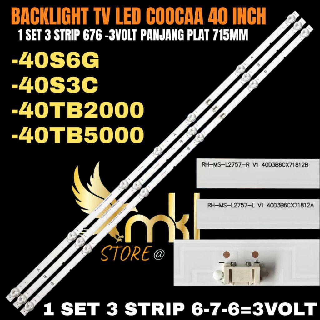 BACKLIGHT TV LED COOCAA 40 INCH 40S6G-40S3C-40TB5000- 40TB2000 BACKLIGHT TV LED COOCAA