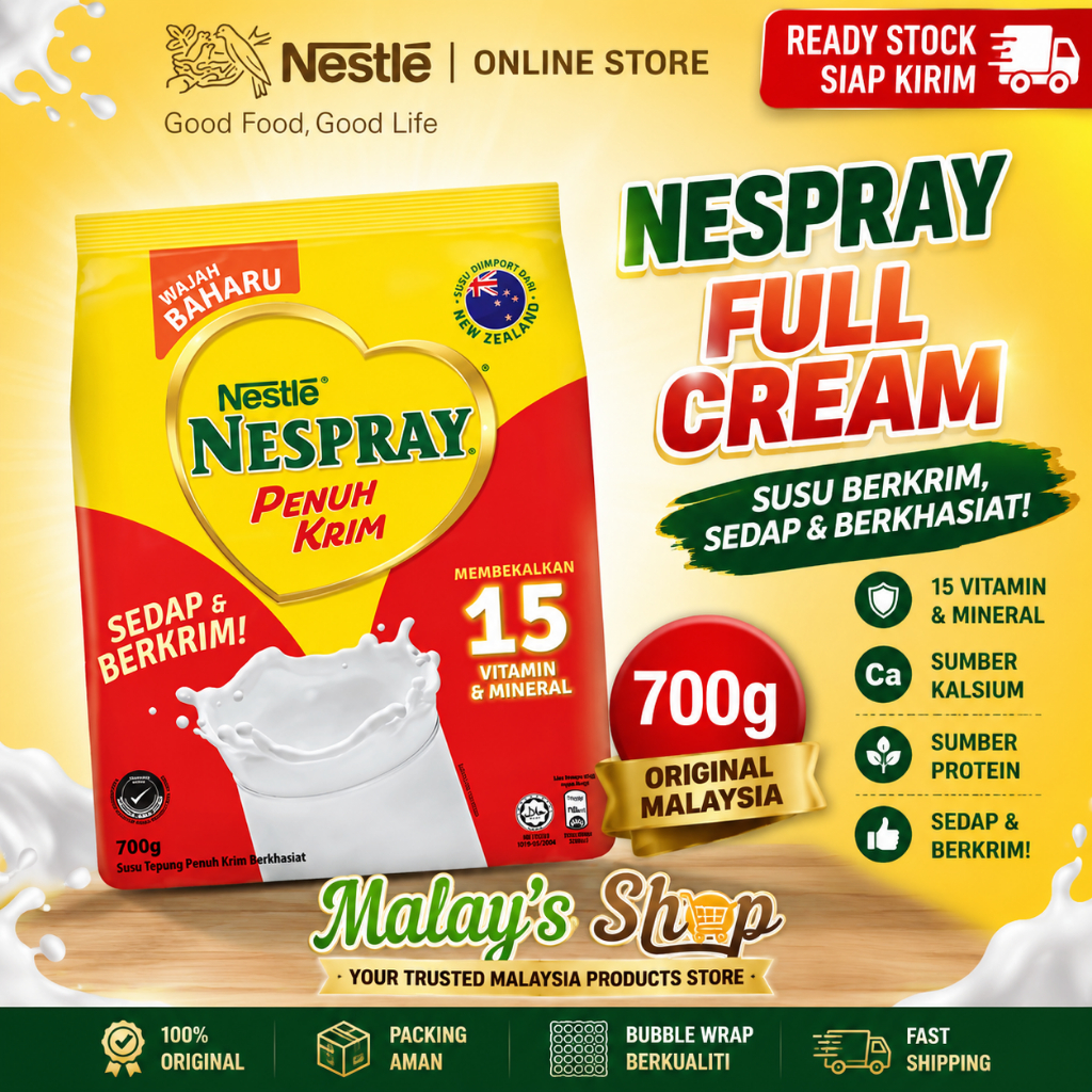 Nespray Penuh Krim 700g Susu Bubuk Full Cream Malaysia Original Nestle
