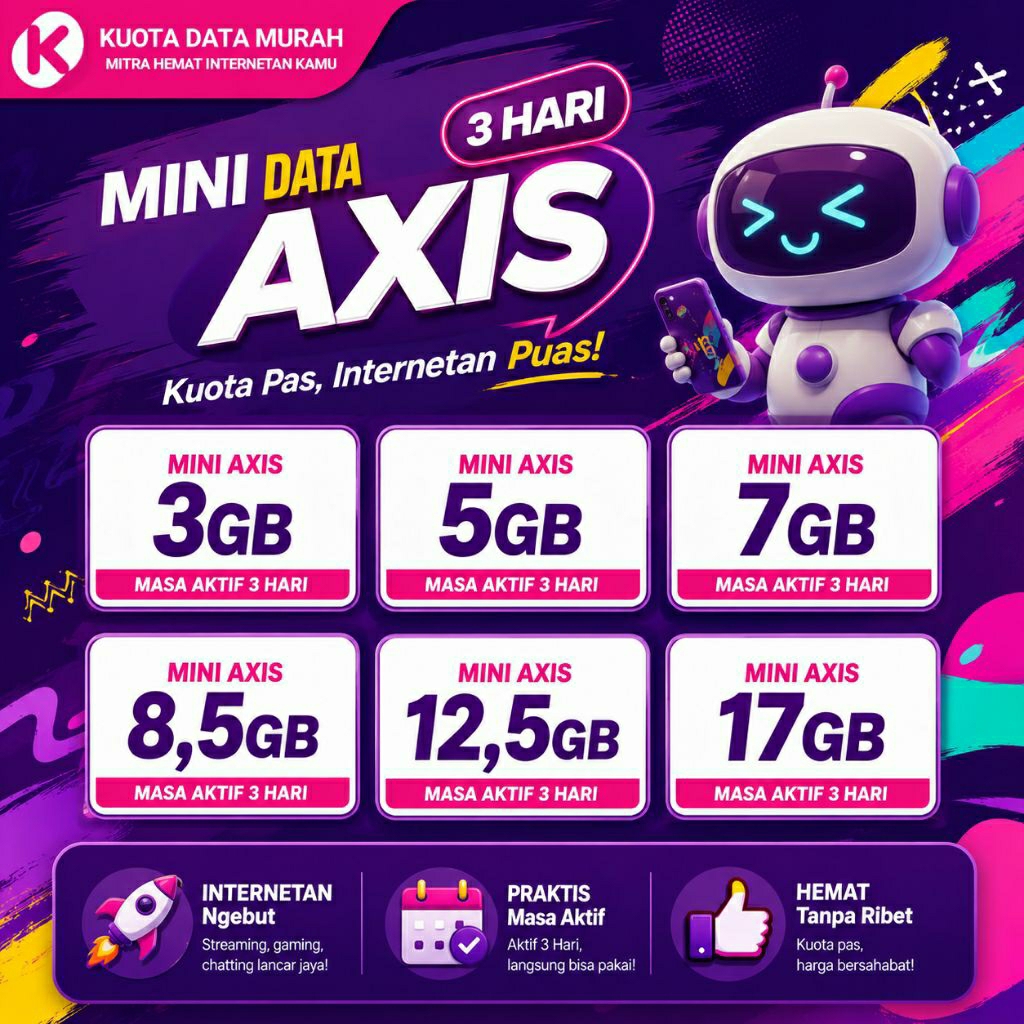 Kuota AXIS Mini 3GB 5GB 7GB 8.5GB 12.5GB 17GB 3 Hari | Paket Data AXIS Murah Instan Masuk