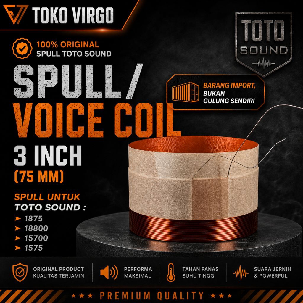 ORIGINAL Voice Coil 3" Sepul 3 Inch Coil Spul 75 MM Koil Toto Sound  1575 Spool Spull Toto Sond