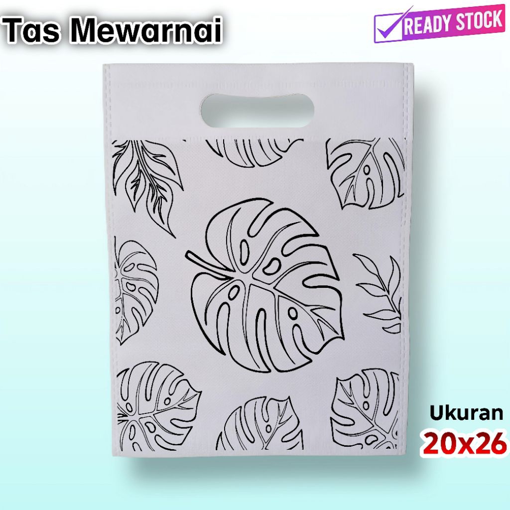 Tas Spunbond Mewarnai Anak | Goodie Bag Mewarnai | Tas Lukis Anak ukuran 20x26 oval