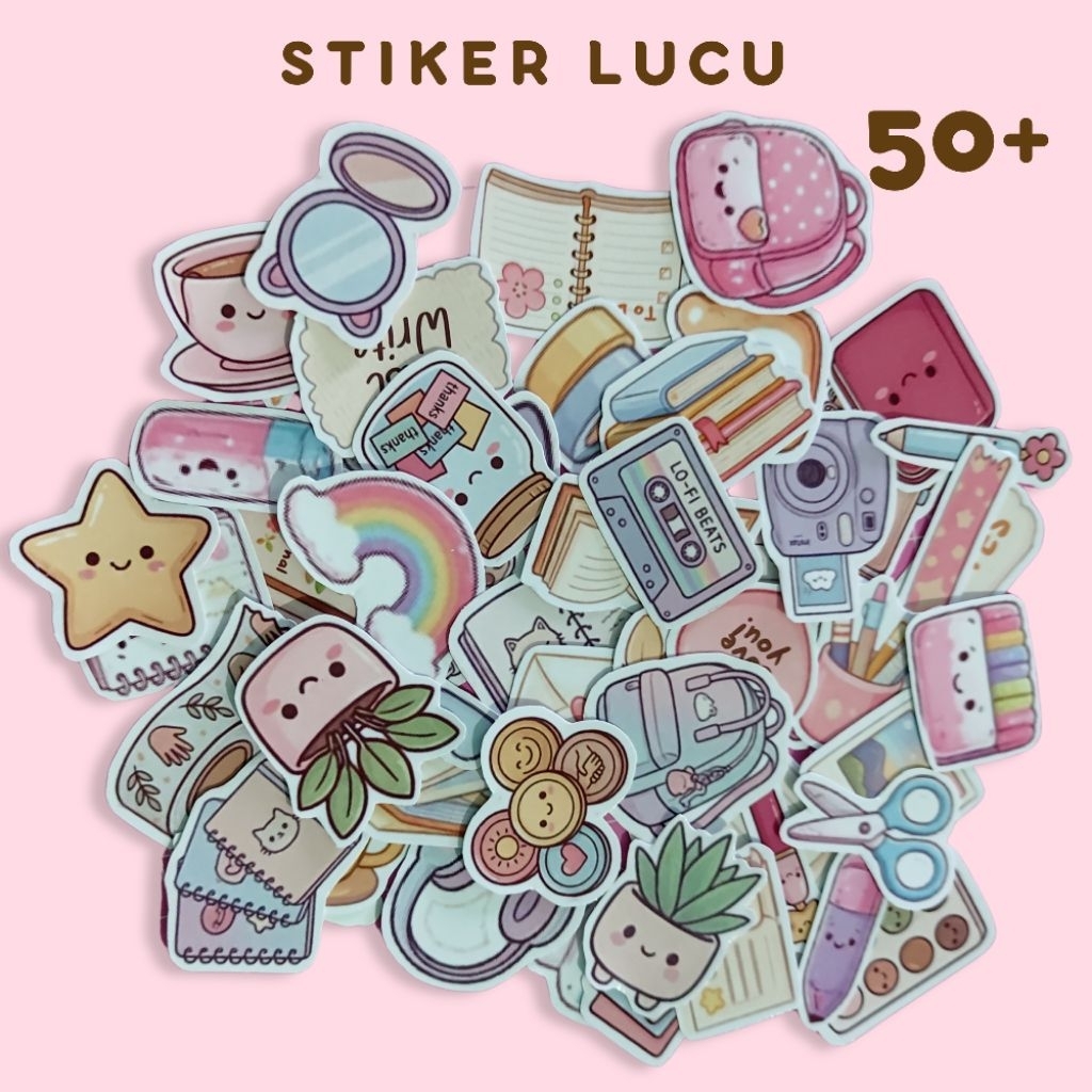 (50PCS) STIKER AESTHETIC/ STIKER LUCU WATER RESISTANT