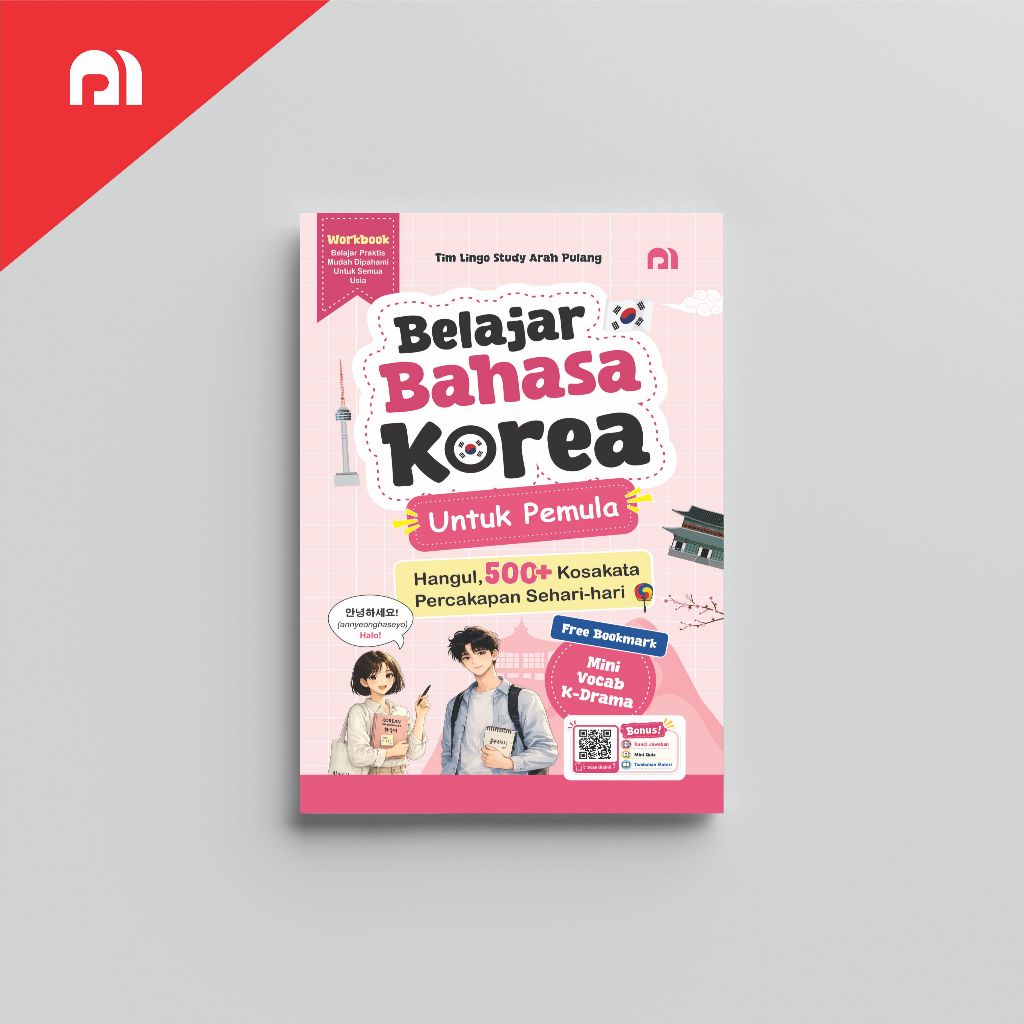 Buku Belajar Bahasa Korea untuk Pemula (Workbook) | Hangul & 500+ Kosakata + Mini Quiz + Bonus QR Co