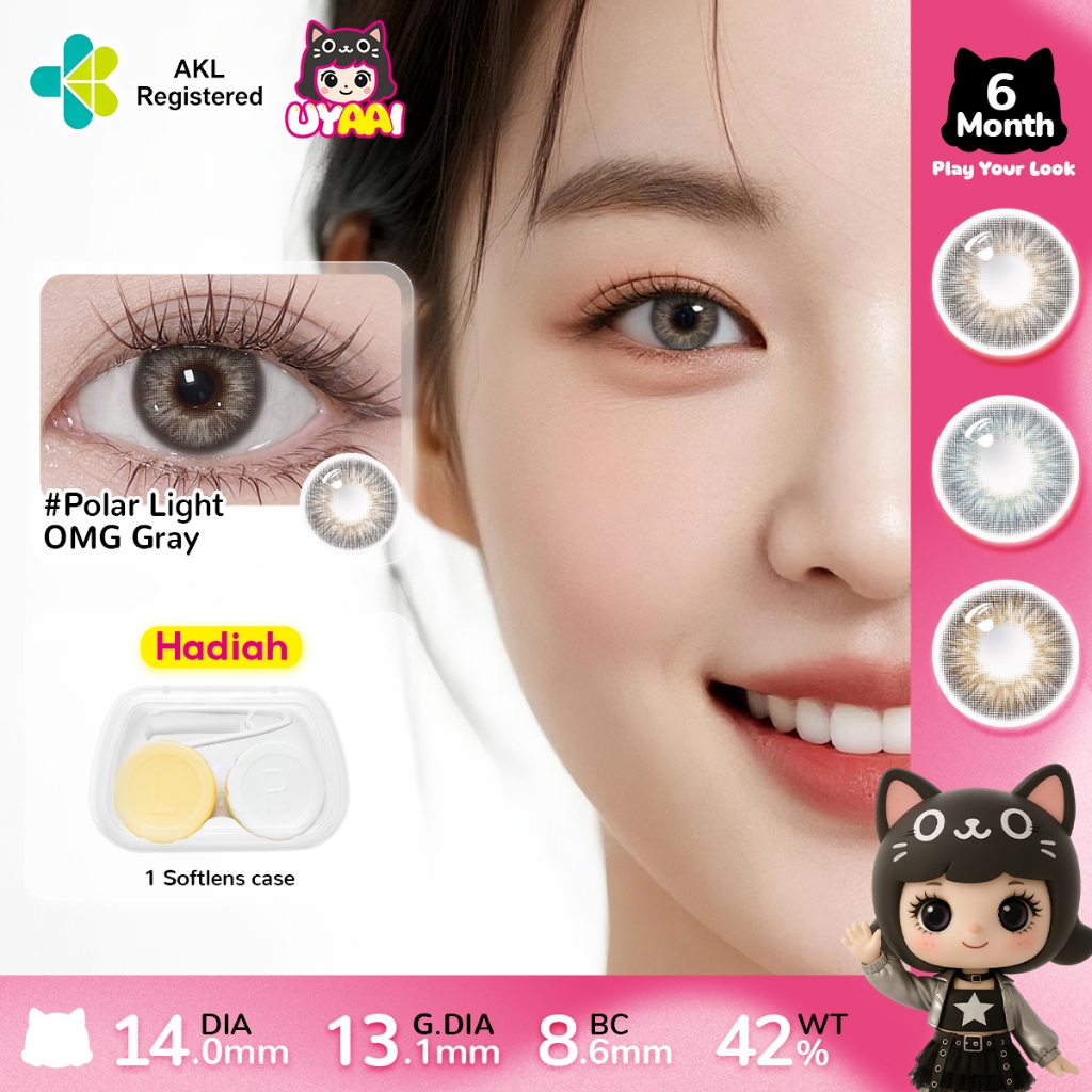 [MINUS 0.00~- 4.00] [Gratis Tempatnya ]Softlens Minus DIA 14.2 mm soflen Dubai Warna Gray Big Eyes s