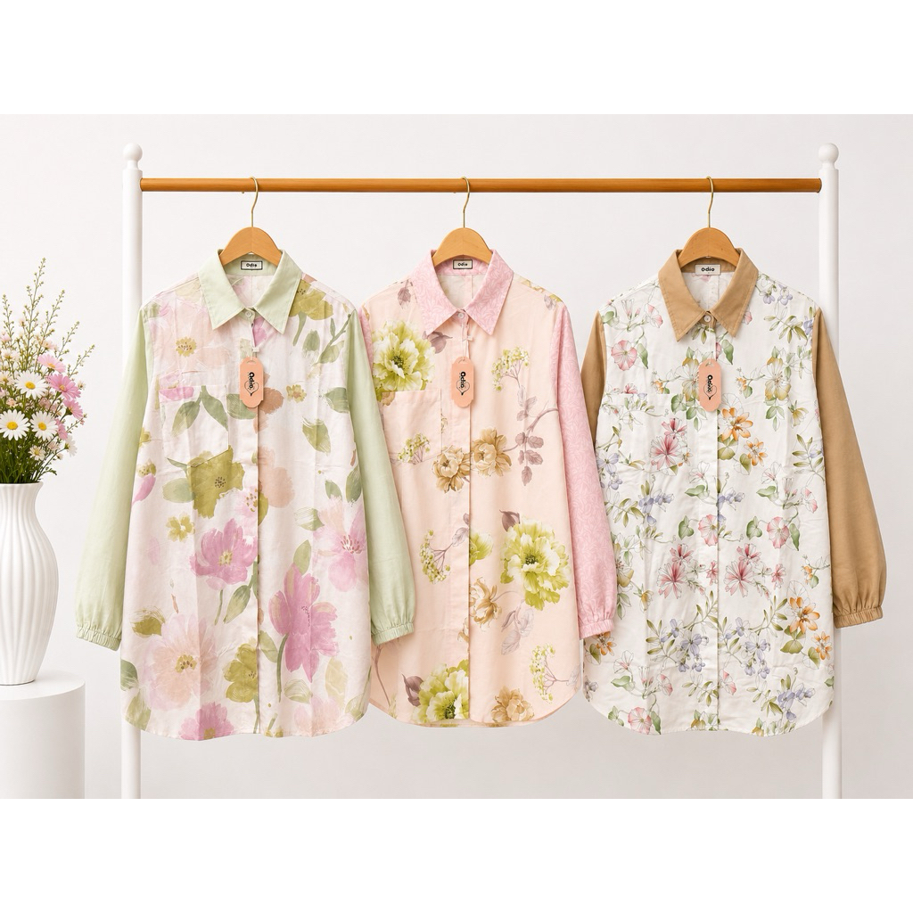 Baju Atasan Kemeja Bahan Katun Jepang Motif Premium Wanita Formal Non Formal By Adisa Official
