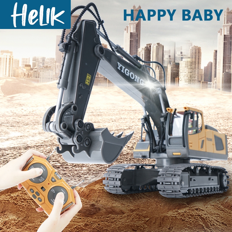 Excavator Remote Control YIGONG 11CH 2.4GHZ RC Ekskavator Mainan Beko Bucket Alloy RC Dump Truck Roa