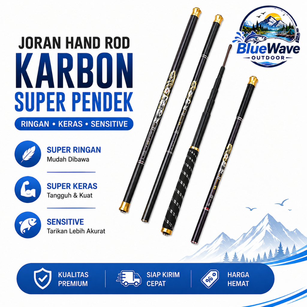 Joran Pancing Karbon Super Pendek Ringan Keras | Joran Telescopic Sensitif untuk Mancing Sungai & Ko