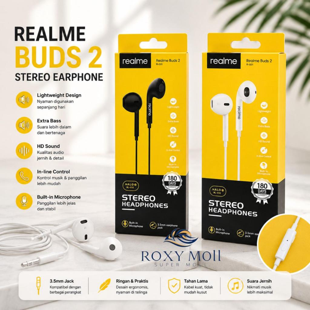 HANDSFREE REALME RL-E55 BUDS 2 HALO-2 EARPHONE REALME BY SMOLL
