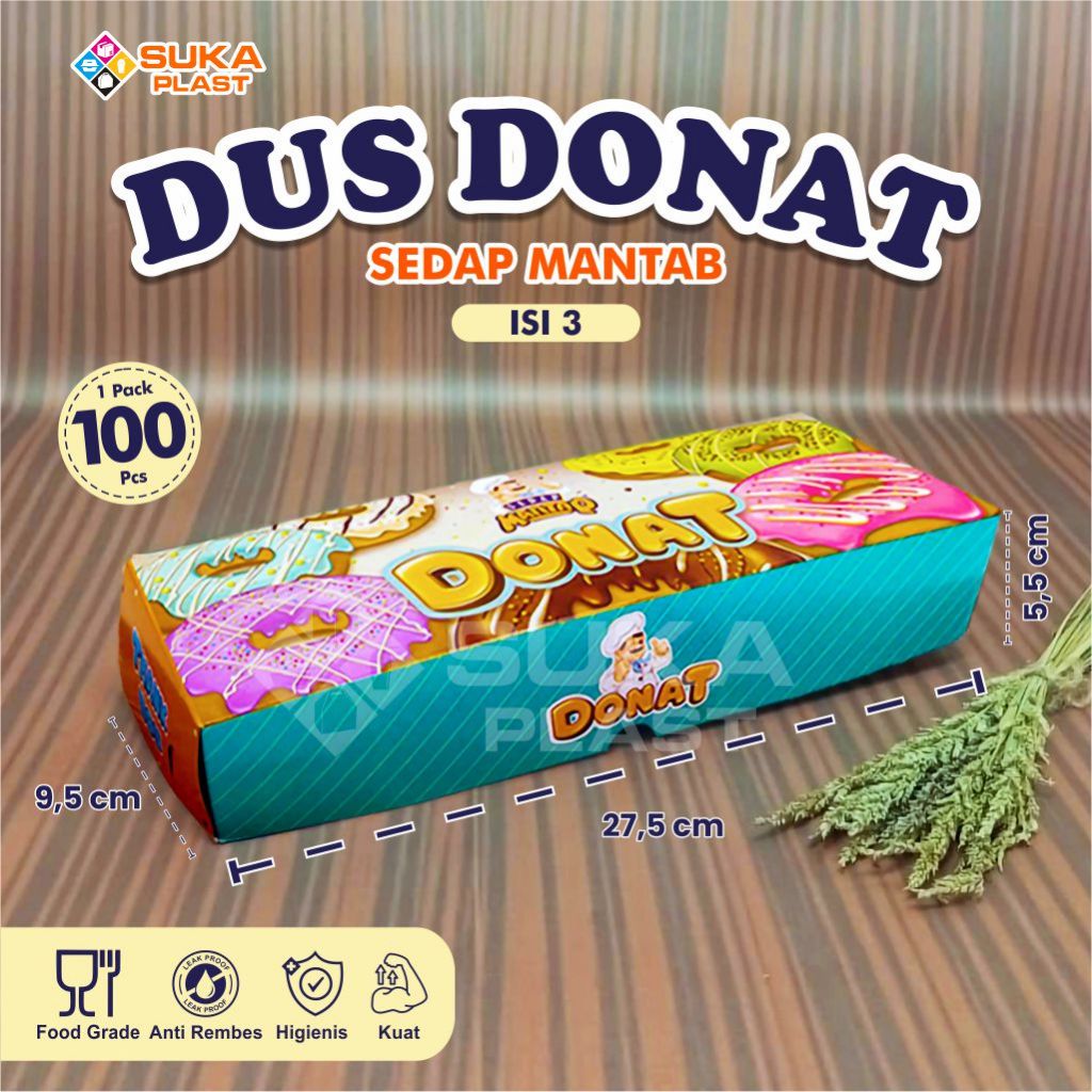 Dus Box Donat Isi 3 / Isi 6 / Isi 12 / Box Donat / Sedap Mantap Donat / Dus Box Kue Hansel