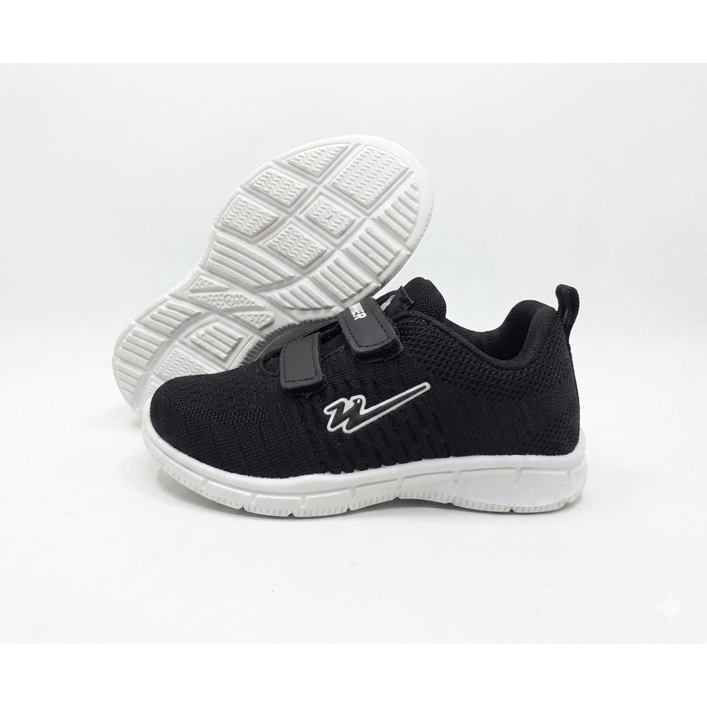 Sepatu Runner Perekat Warna Hitam Putih Original