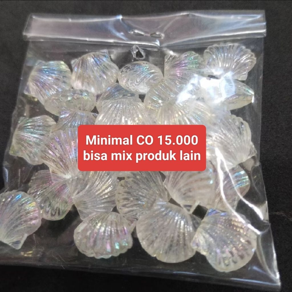 (Batam) Manik Lucu dan Unik Manik Kerang Bening, Manik kura2, Manik kerang warna