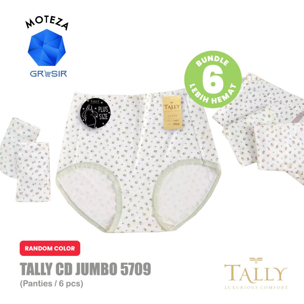 Grosir [6 pcs] [12 pcs] Tally 5709 CD Celana Dalam Wanita Baby Skin Big Size Jumbo | Stretch | Free 