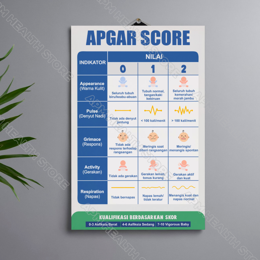 Poster Kesehatan Apgar Score Bayi Baru Lahir Art Paper A3+ (31x47 cm) TIDAK LAMINASI