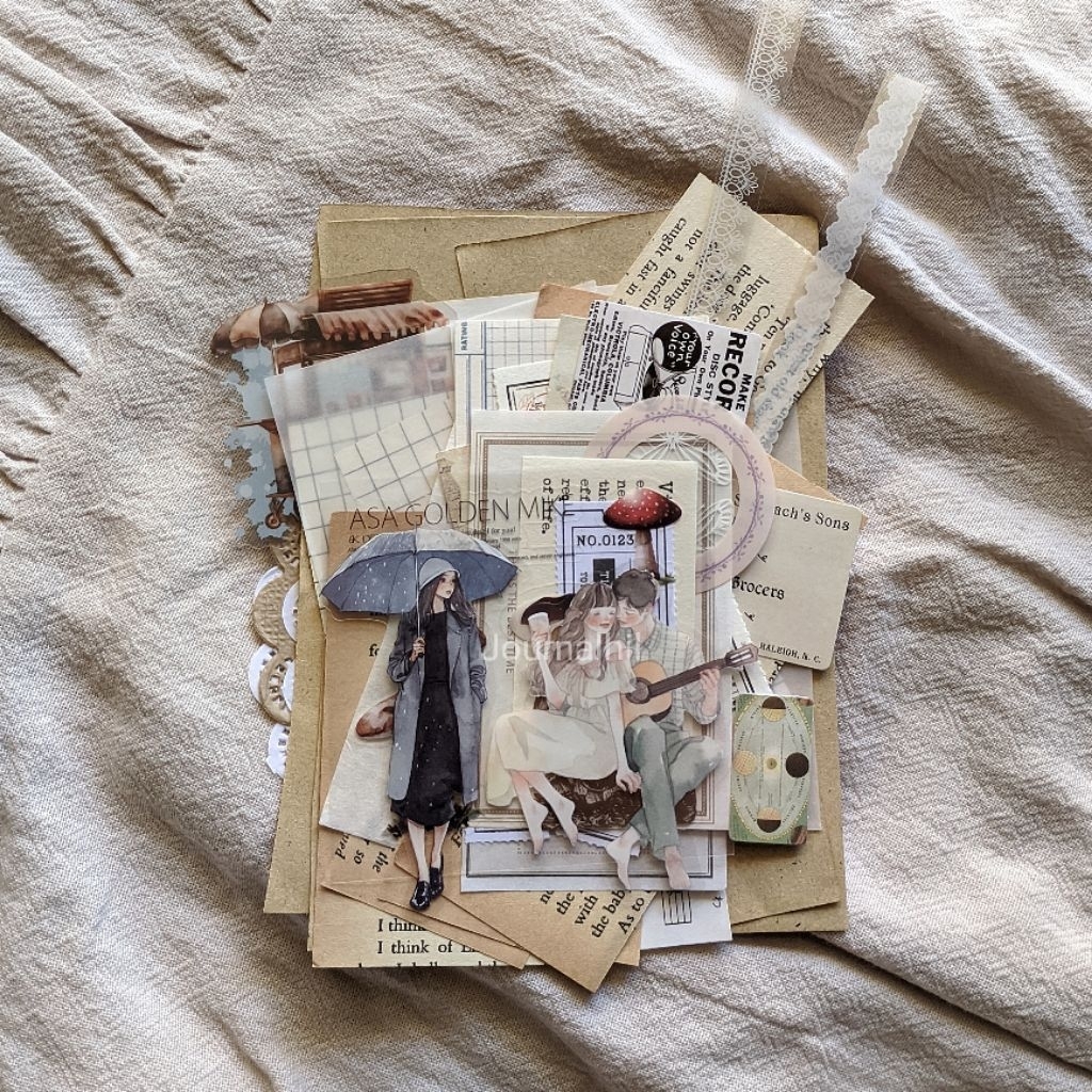 journal kit vintage paper bundle scrapbook kit kertas