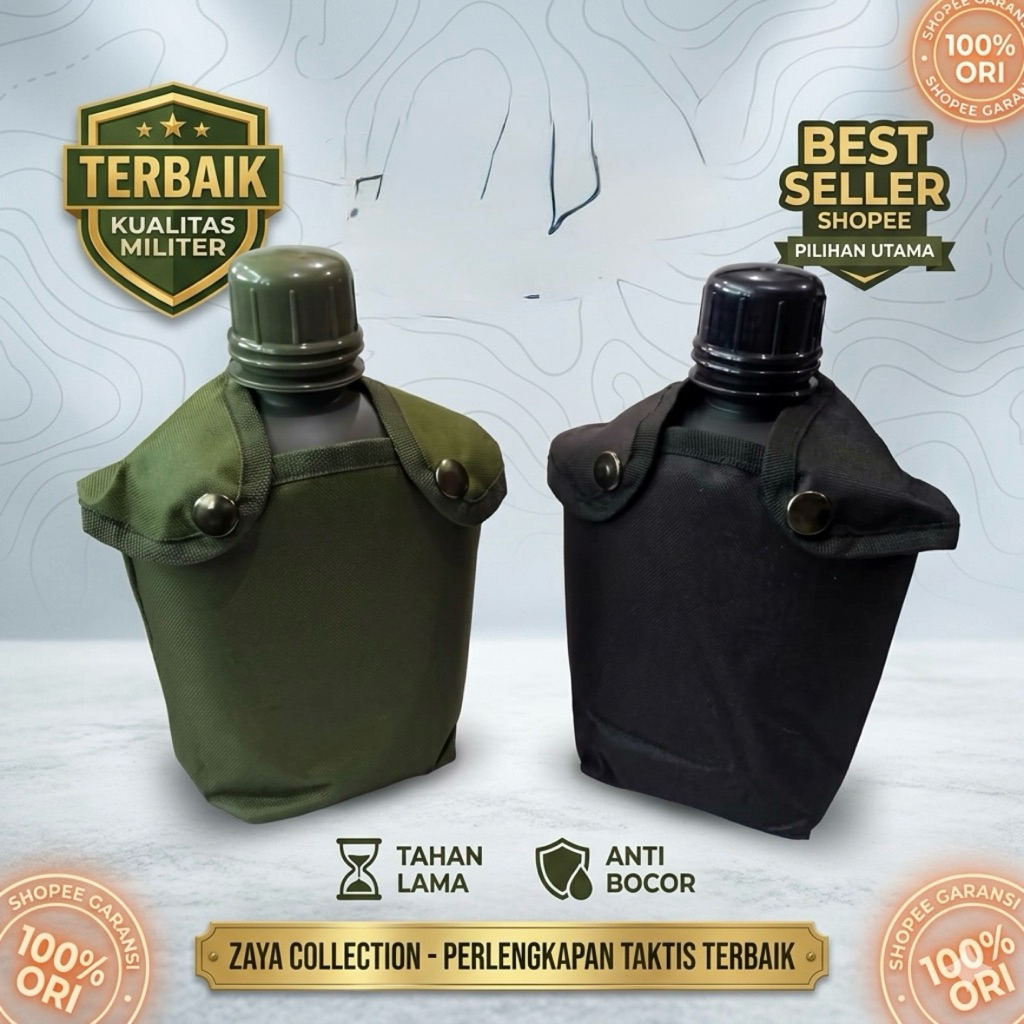 Botol Minum TNI Veples Hitam hijau - Veples hijau hitam 500ml
