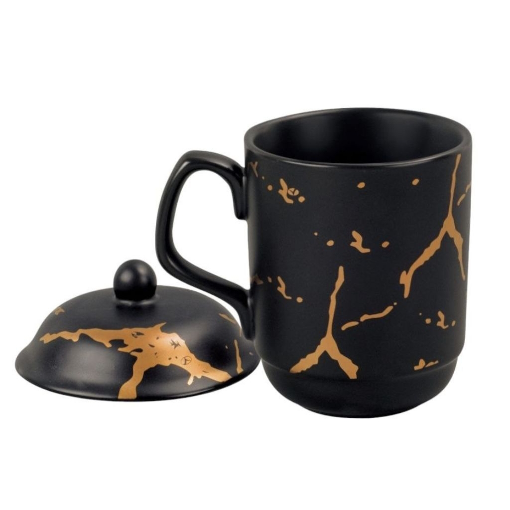 Gelas Vicenza YM66 hitam Mug dengan Motif Marmer, Mug Vicenza dengan desain modern, anggun disertai 
