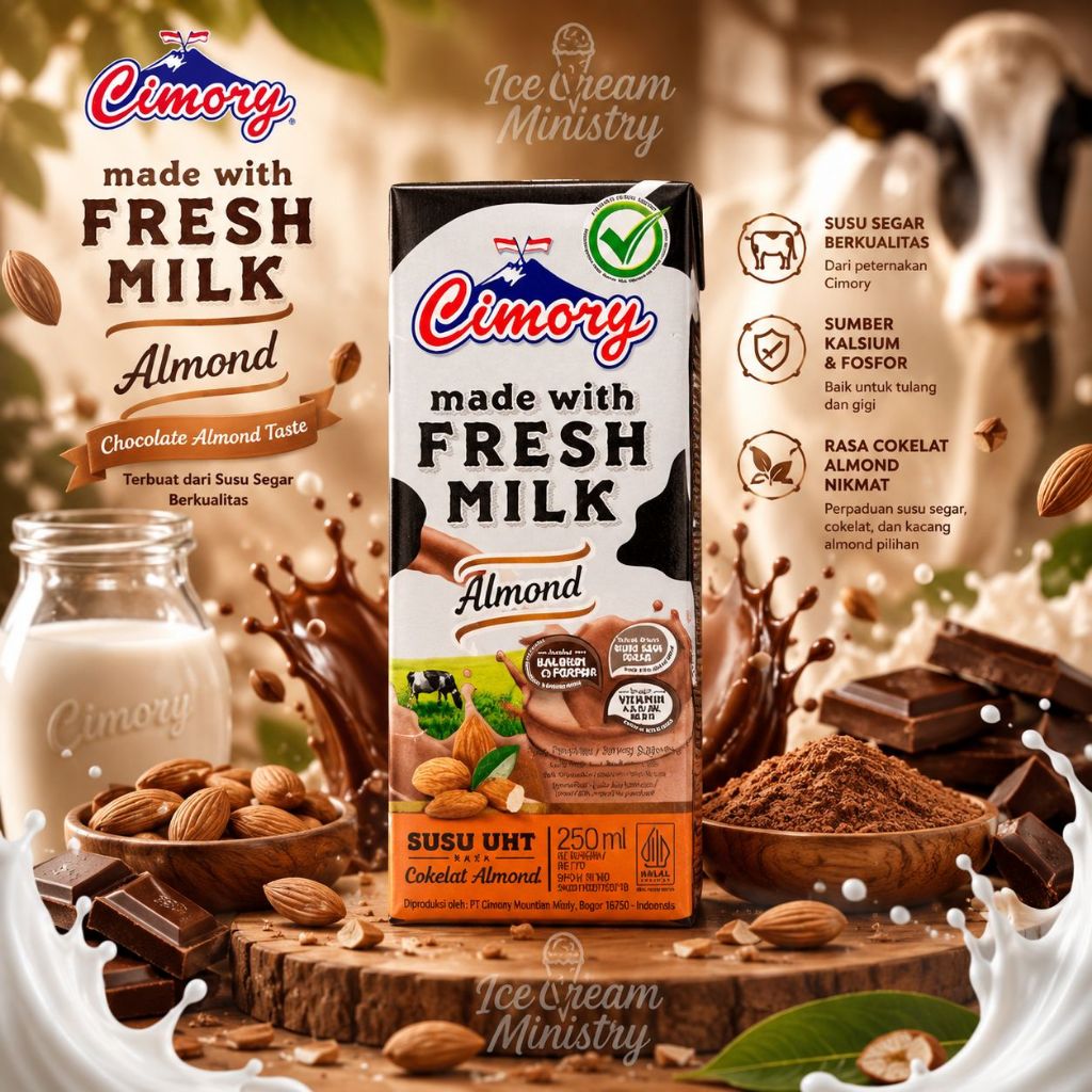 Susu Cimory UHT 250 ml Rasa Coklat / Almond / Mathca / Strawberry / Regal