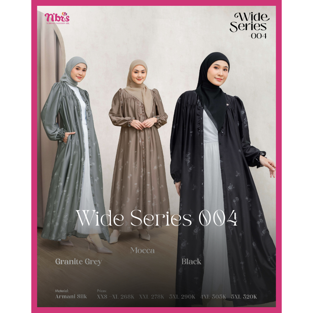 Nibras Gamis Motif Wanita Dewasa Wide Series 004 Warna Hitam Abu-abu Coklat