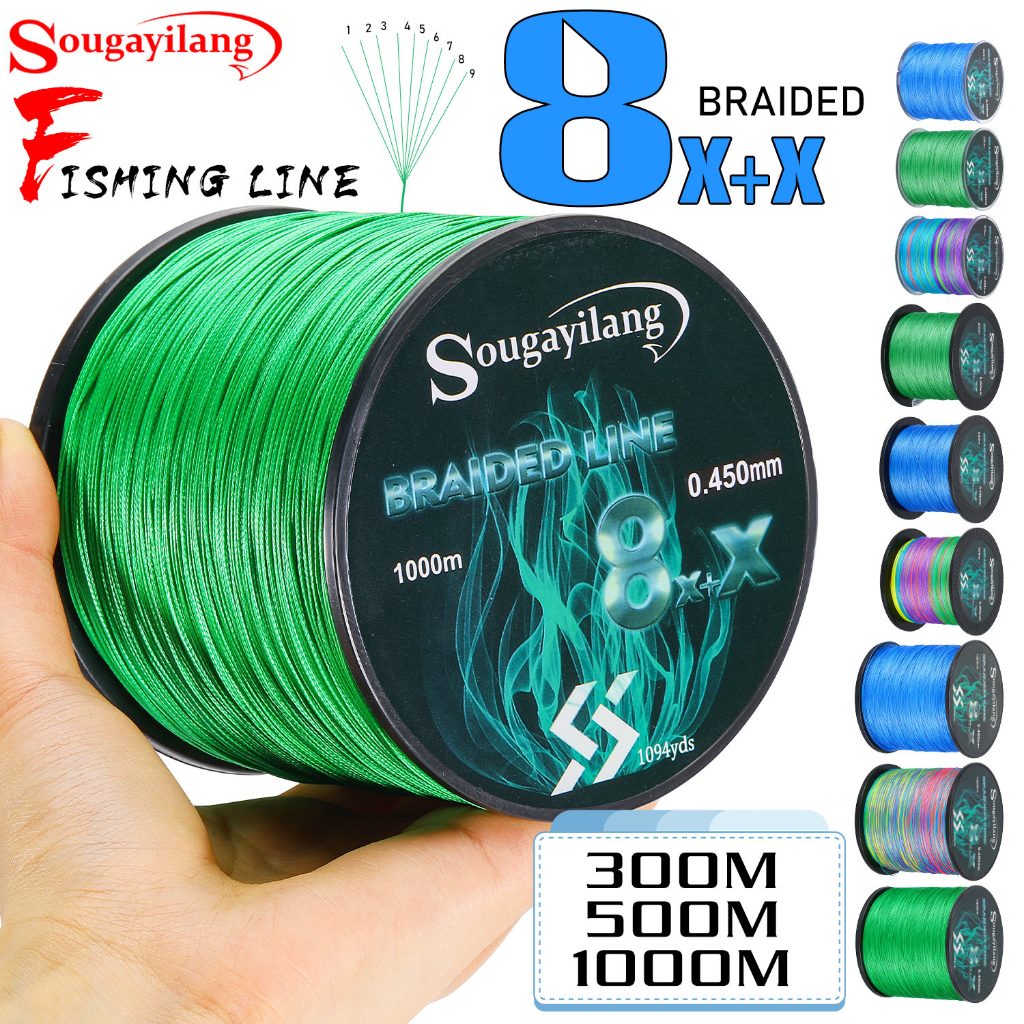 Sougayilang Senar pancing PE X8+1 300m, senar PE Senar Pancing, kekuatan jalinan 7,6kg-45,8kg, senar