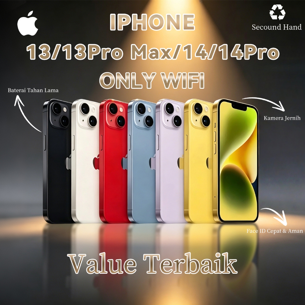 IPhone 13/13Pro/Pro Max/14/14 Pro/Pro Max  Wifi Only 128GB/256GB/512GB Ip 13 /ip 14 Pro Second Fulls