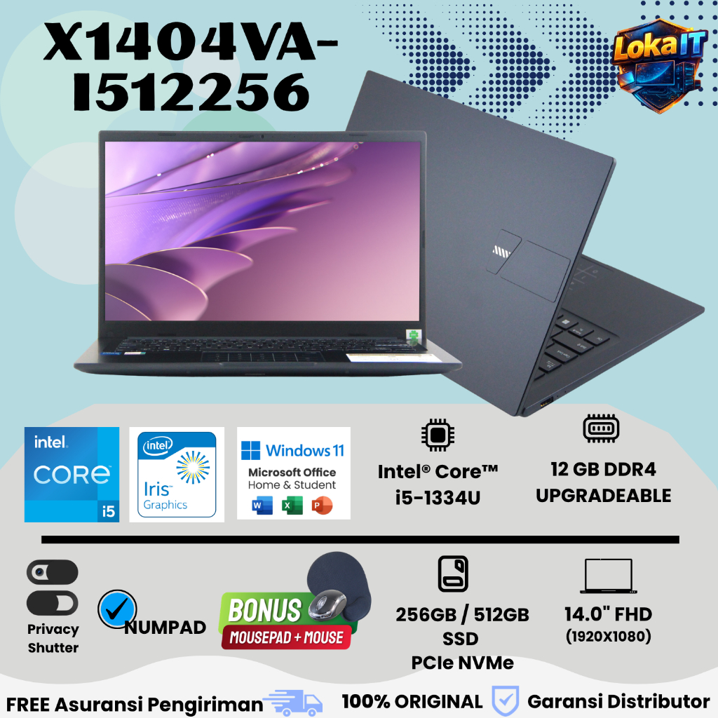 ASUS Vivobook 14 X1404VA I512256 – Intel Core i5 Gen 13 | 12GB RAM | SSD 256/512GB | 14 INCH FHD WIN