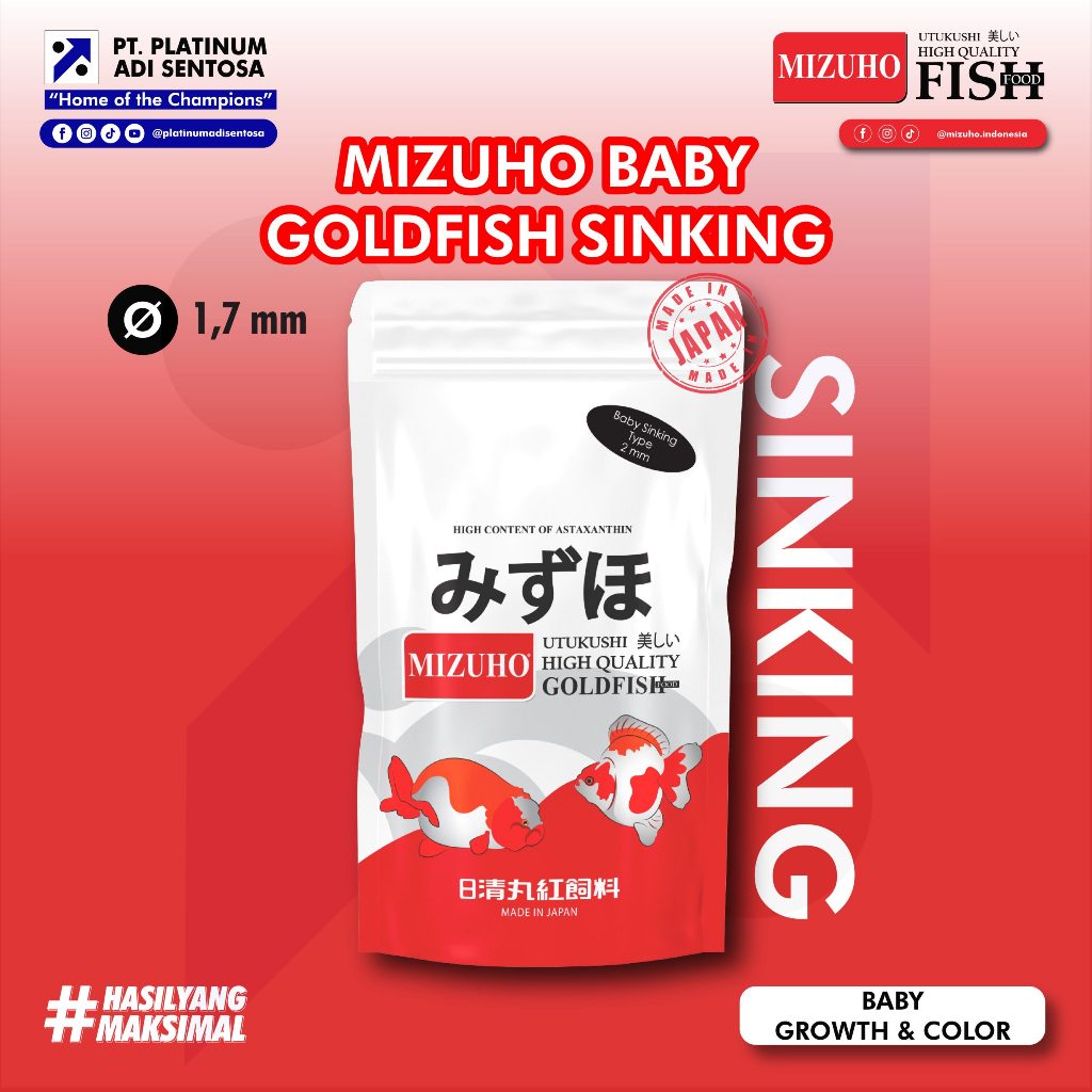 Pelet Mizuho Baby Goldfish Sinking dan Floating 100Gram Pelet Koi Pelet Koki