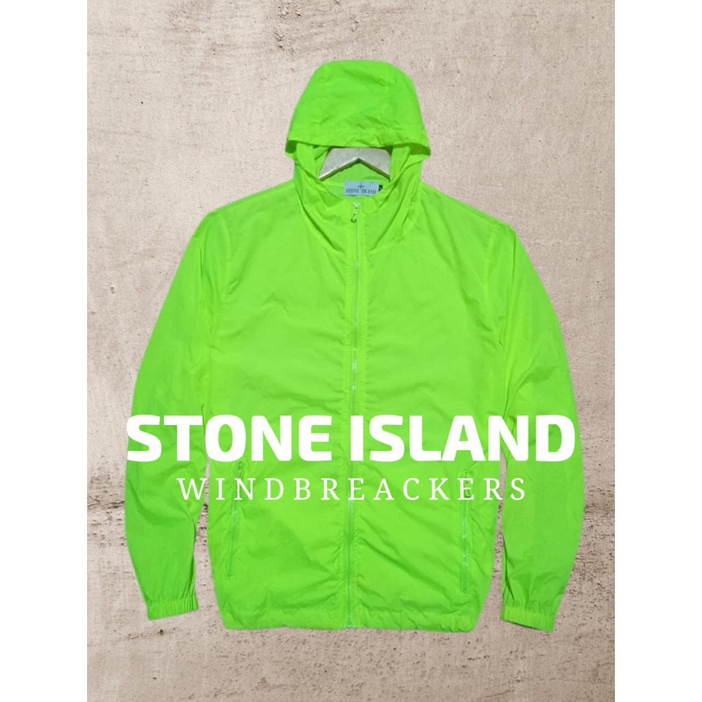 Stone Island windbreaker jaket keren bahan enak warna stabillo second preloved