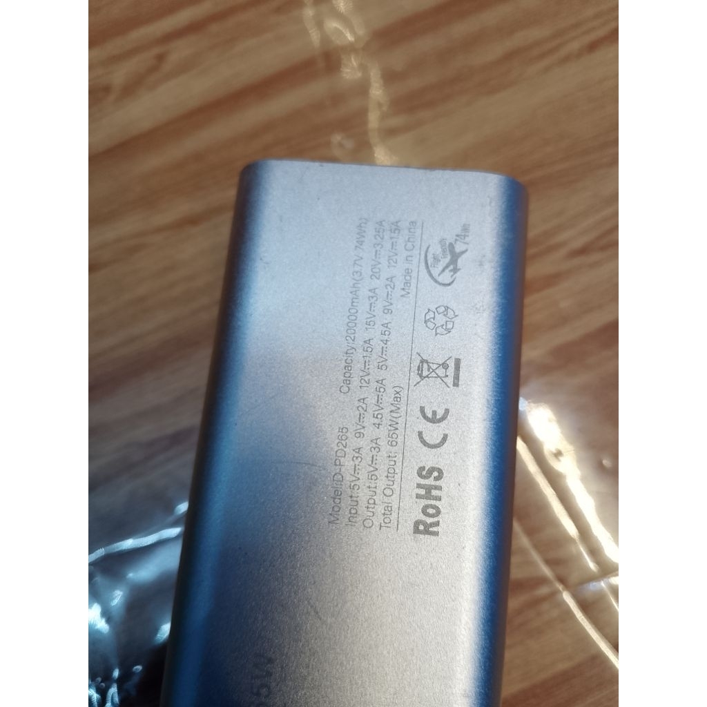 powerbank DAP 65WATT  20.000mAh  second normal