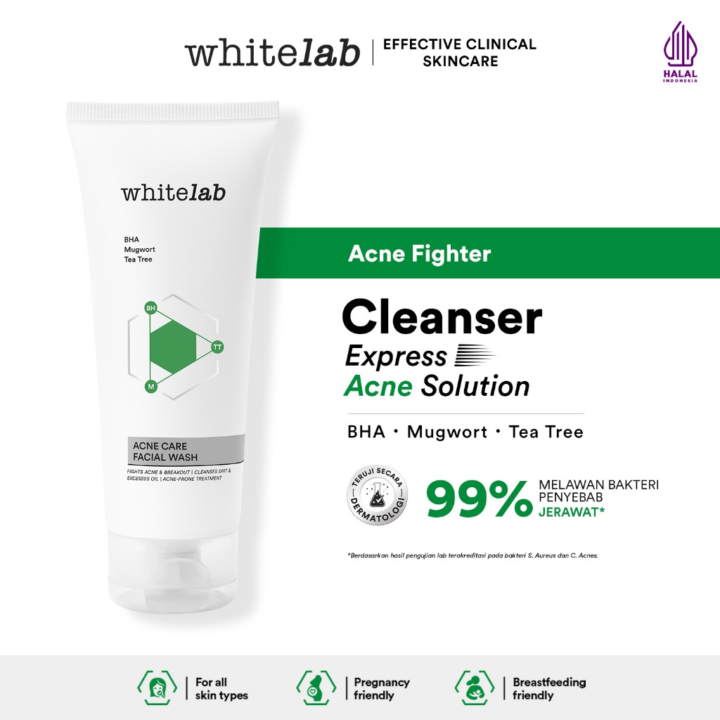 Whitelab Acne Care Facial Wash - Sabun Cuci Muka Untuk Kulit Jerawat Kontrol Minyak Berlebih Anti Ba