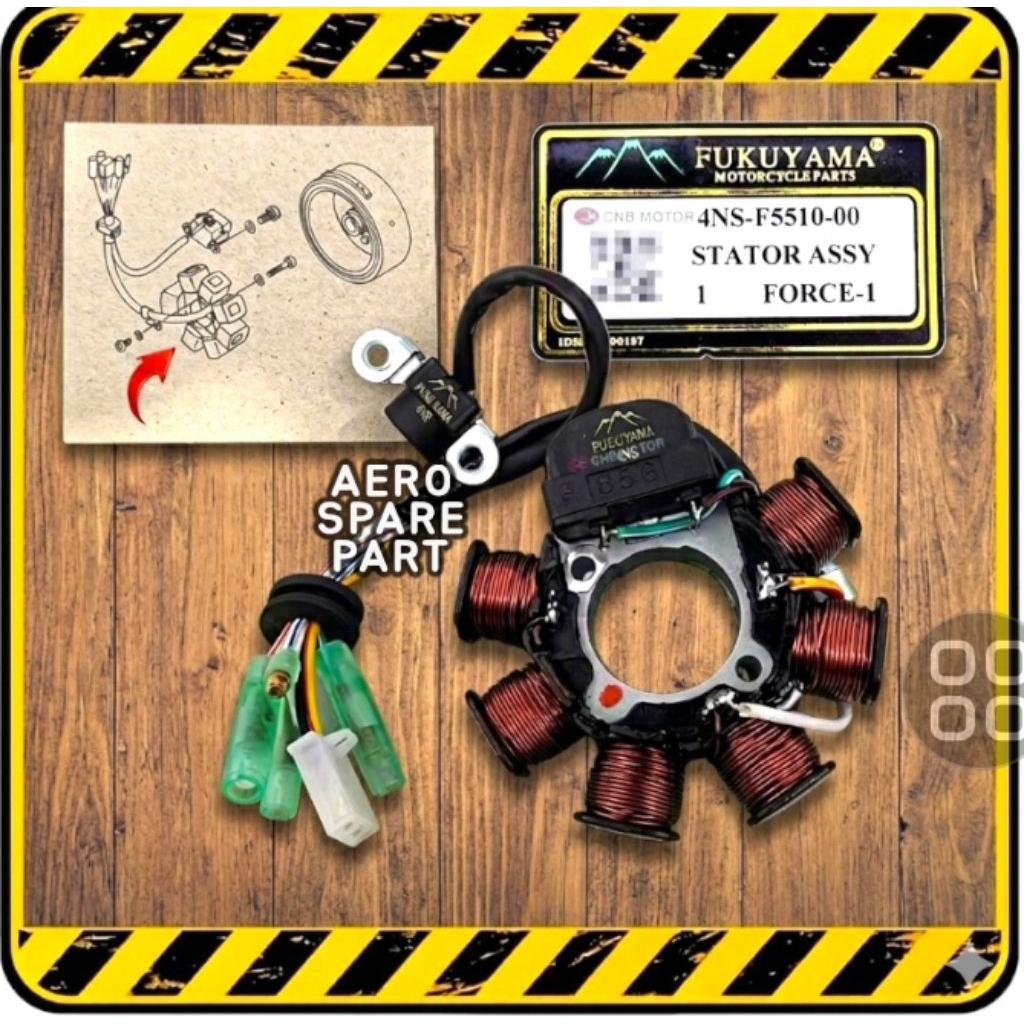 Spul Komplit Spull Assy Yamaha Force 1 / F1 / F1z / Fiz / Fizr Merk Fukuyama ( Spool Stator Fizr )