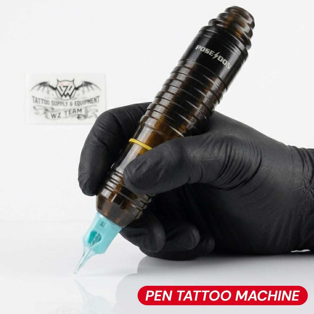 Mesin Tattoo Pen Dual Mode Wireless & Kabel Poseidon | Mesin Tato Pen Rotary Profesional Tattoo Mach