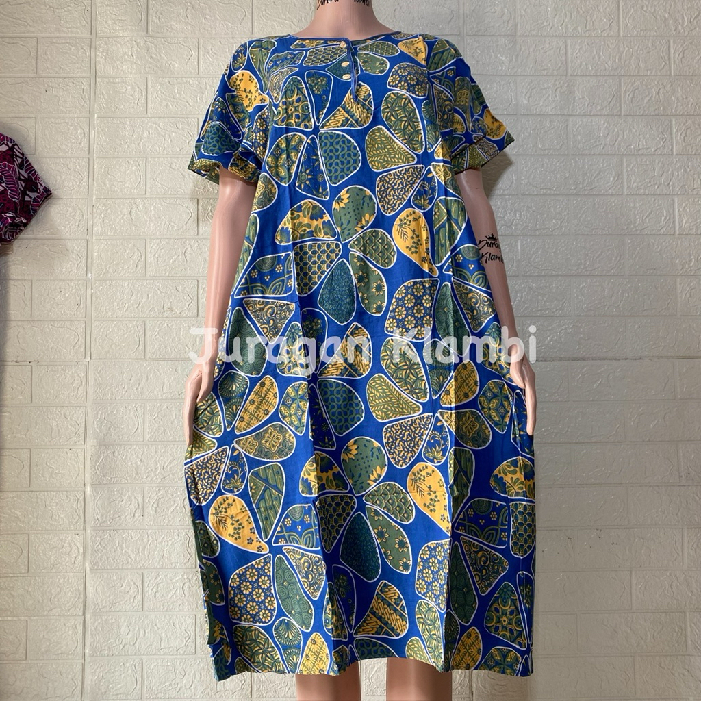 Daster Jumbo Plisir Kencana Ungu Label Coklat LD 140 cm Busui Kancing Bumil Baju Santai Wanita Gaun 