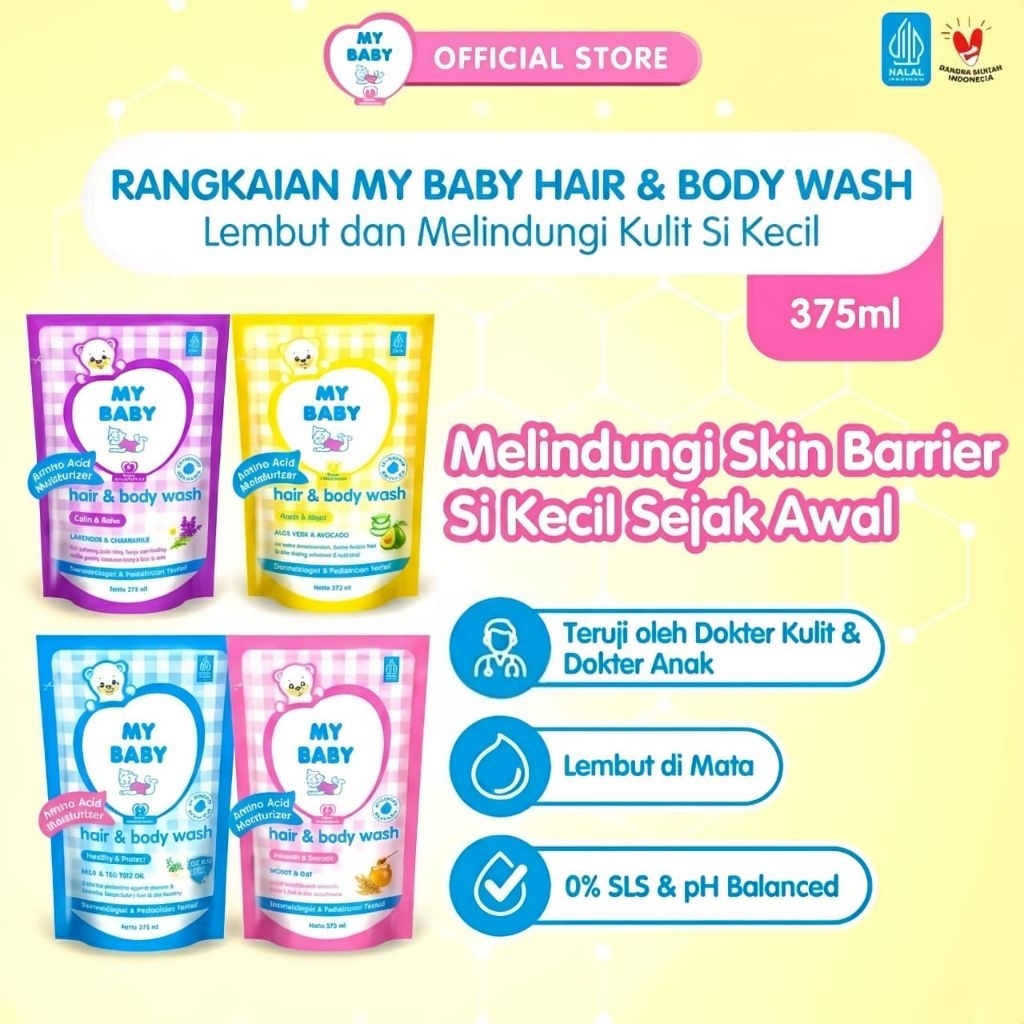 MY BABY HAIR & BODY WASH REFILL 375ML / SABUN BAYI & SHAMPO ISI ULANG