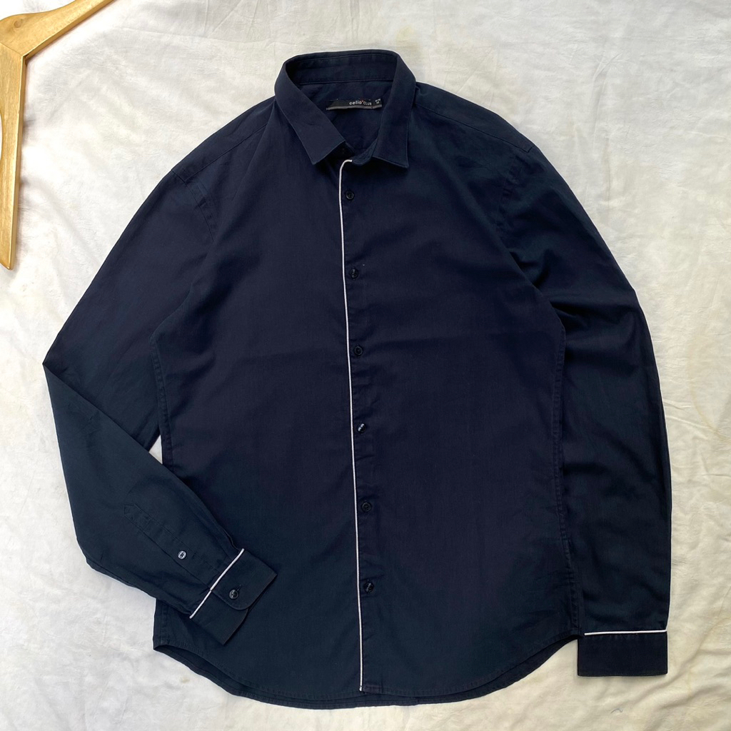 Celio Club Long Sleeve Shirt Black scnd prlvd original Kemeja Formal Hitam