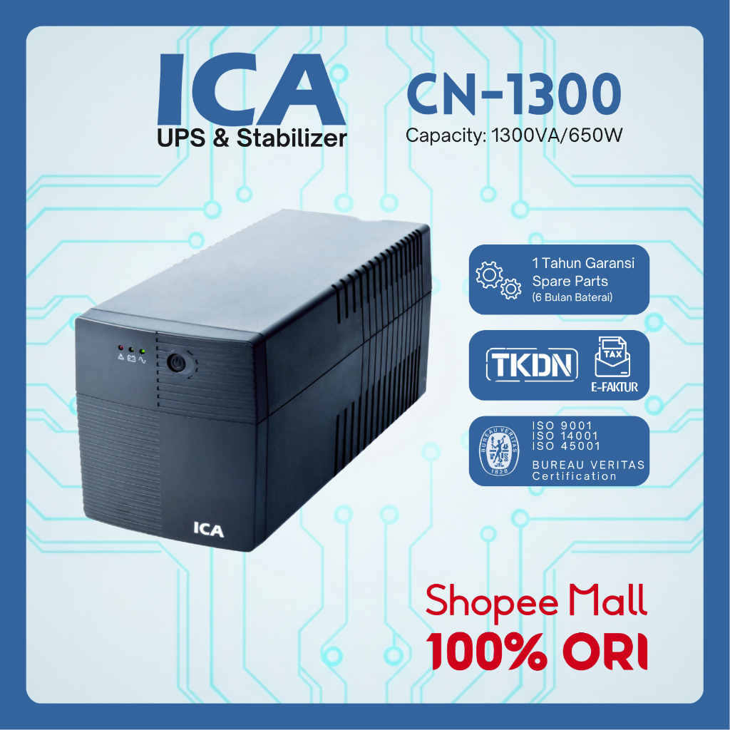 UPS ICA CN 1300 CN1300 1300VA - 650WATT | AVR LINE INTERACTIVE