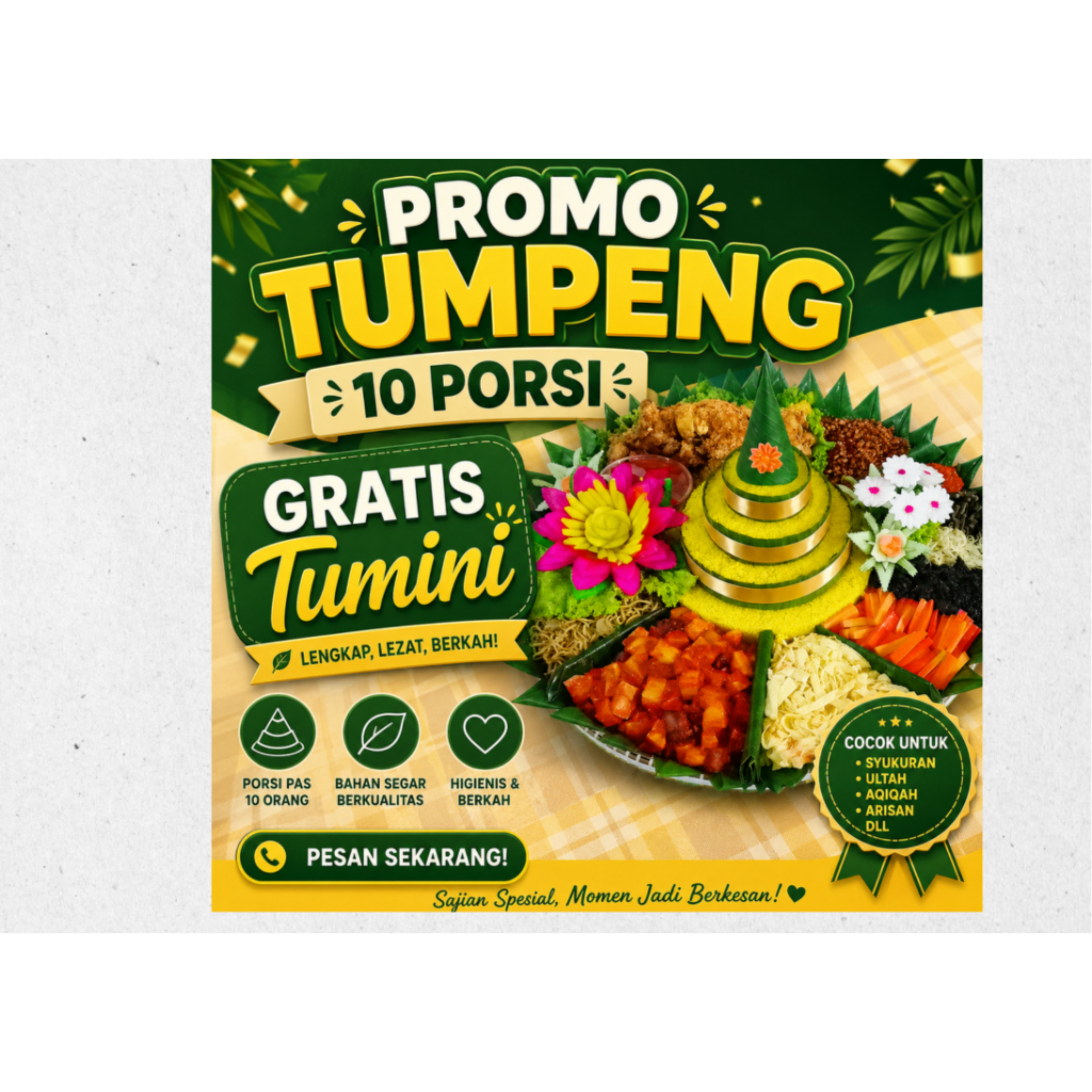 Tumpeng 10 Porsi/Tumpeng nasi kuning Free tumini