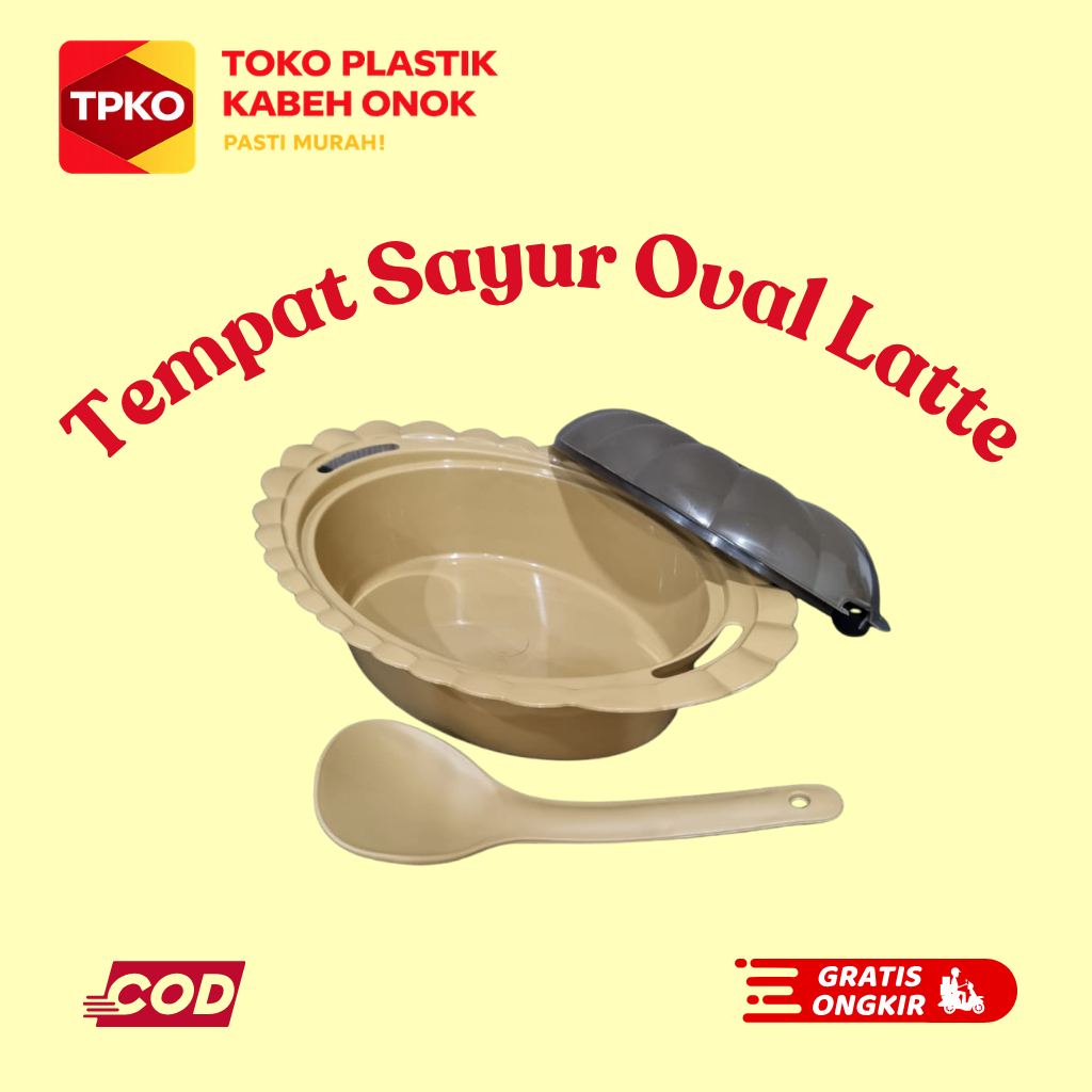 Tempat sayur oval Plastik LATTE dapat entong