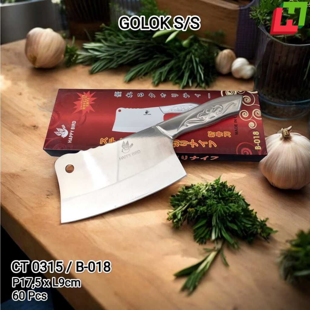 Parang Golok Pisau Daging Tulang Cleaver Knife Stainless Steel B018 Tebal Tajam