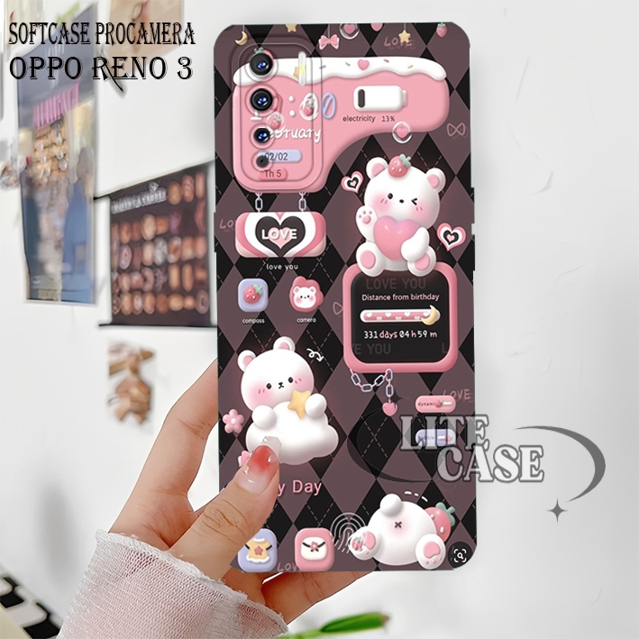 Fashion case Oppo Reno 3 4G - Oppo A91 Case Lentur Motif walpaper bear Cute premium case