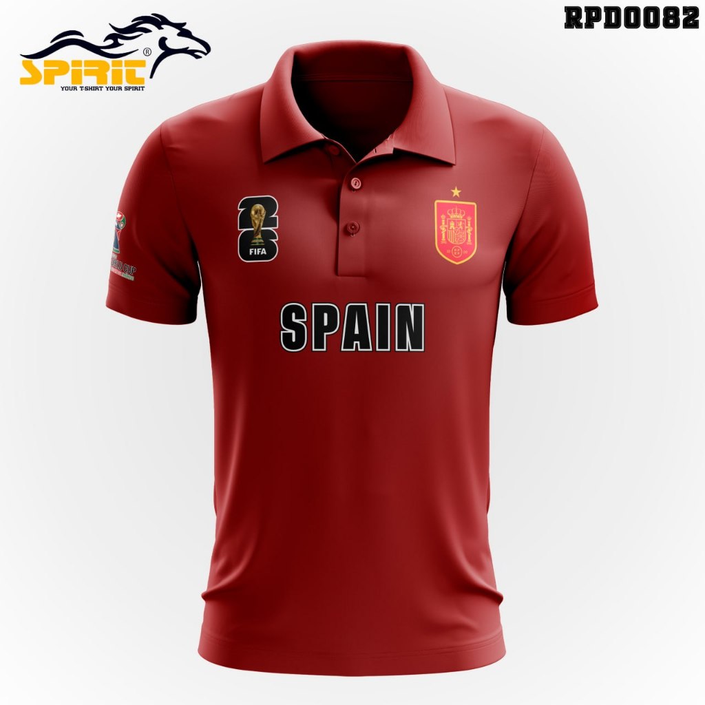 Kaos Polo Kerah La Roja Timnas Piala Dunia 2026 Sepak Bola Baju Polo Lengan Pendek Jumbo Premium