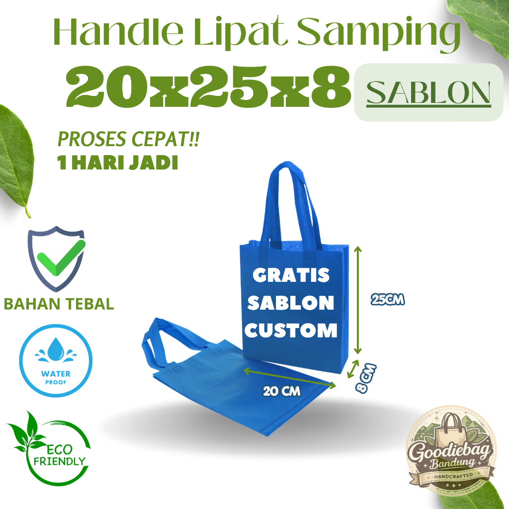 TAS SPUNBOND SABLON CUSTOM 20x25X8/ Tas Goodie Bag custom / TAS SOUVENIR GOODIE BAG / Souvenir Weddi