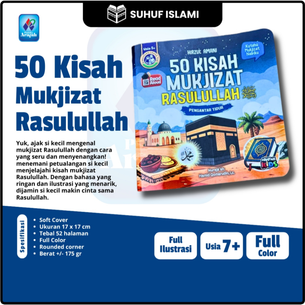 Buku Cerita Anak 50 Kisah Mukjizat Rasulullah Pengantar Tidur FULL COLOR Penerbit Arafah Kids