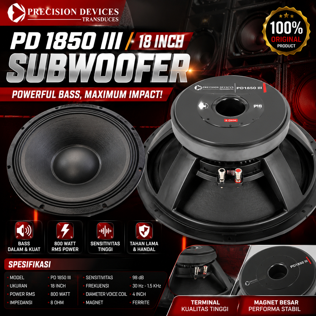 Speaker PD 1850 III 18 Inch Subwoofer – Speaker Lapangan Bass Kuat & Dalam