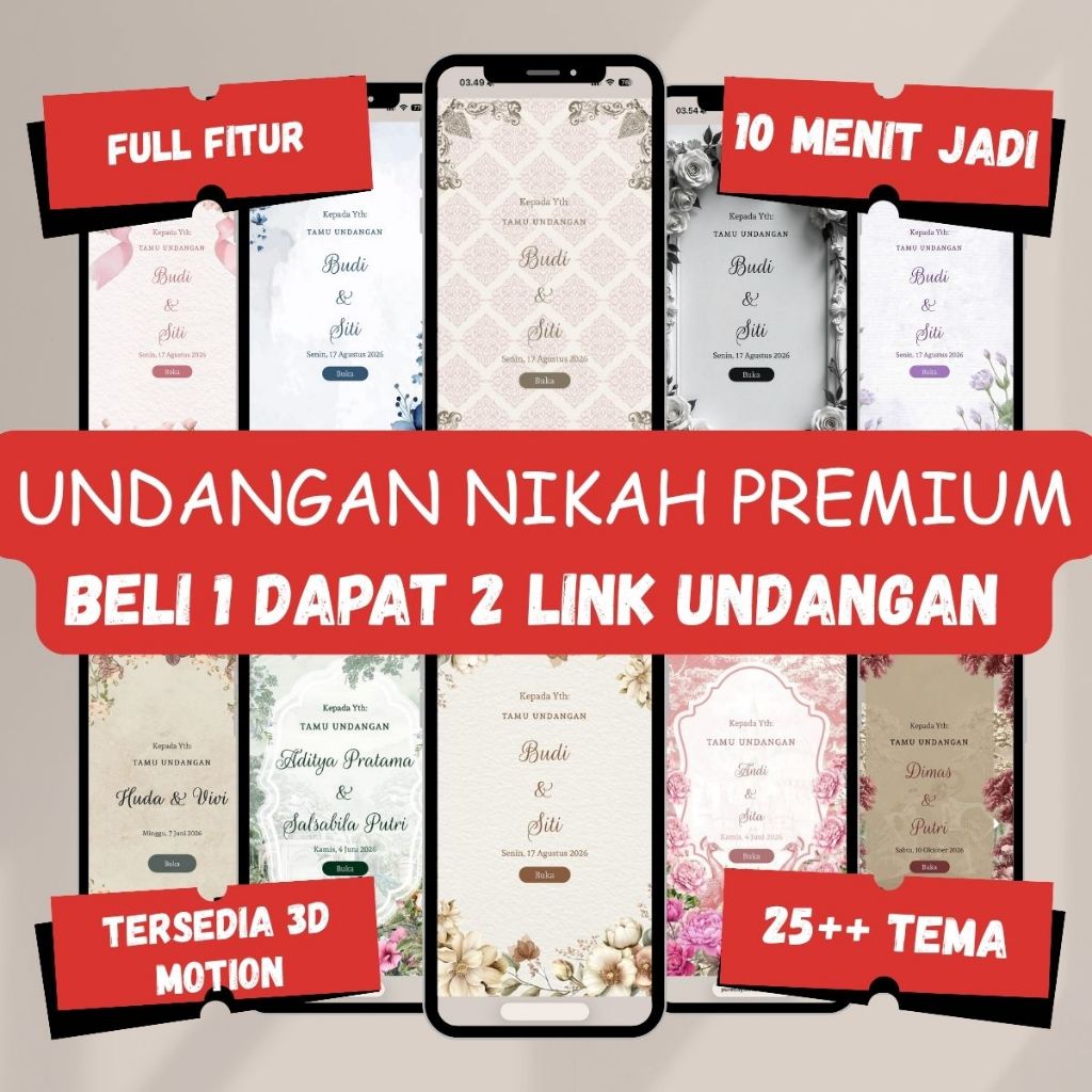 Undangan Digital pernikahan Website 3D Motion Premium