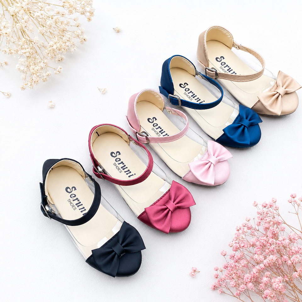 Sepatu Anak Perempuan Seruni Jelly Transparan Pita Flat Shoes