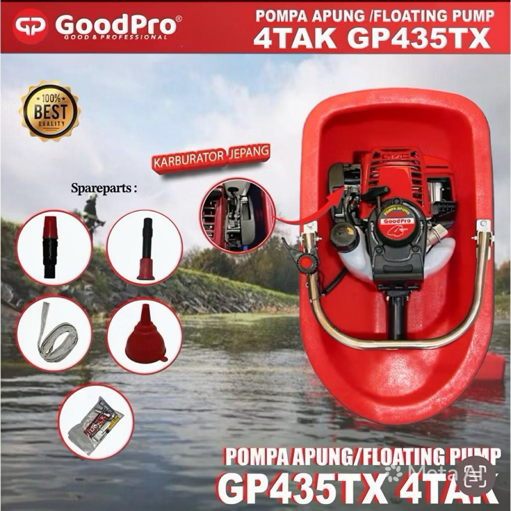 Pompa Air Apung 4Tak GoodPro GP435TX Floating Pump 4 Tak 2Tak Pompa 2 Tak Siram Bawang Karburator Me