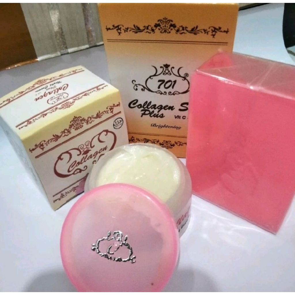 2in1 paket collagen - cream malam + sabun 701 collagen