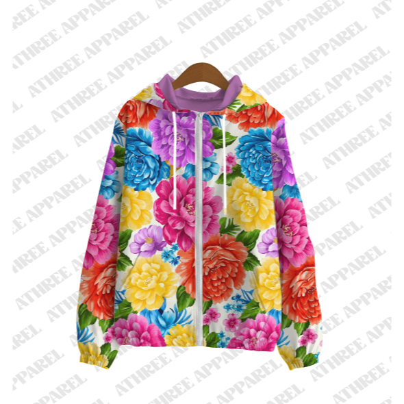 JAKET PARASUT MOTIF BUNGA PINK PRINTING SUBLOMASI ALL SIZE